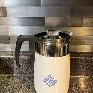 CorningWare White and Blue Floral Coffee Percolator